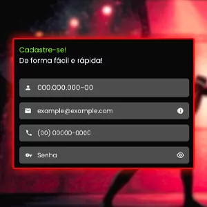 Inserção de informações pessoais no formulário de registro